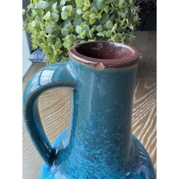 RARE 60's Ursula Beyrau design Graflich Ortenburg ceramic Turquoise Vase 605/1 - Picture 4 of 8